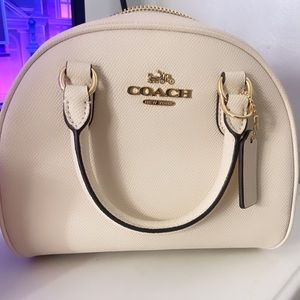 sydney satchel coach bag , beige/cream color